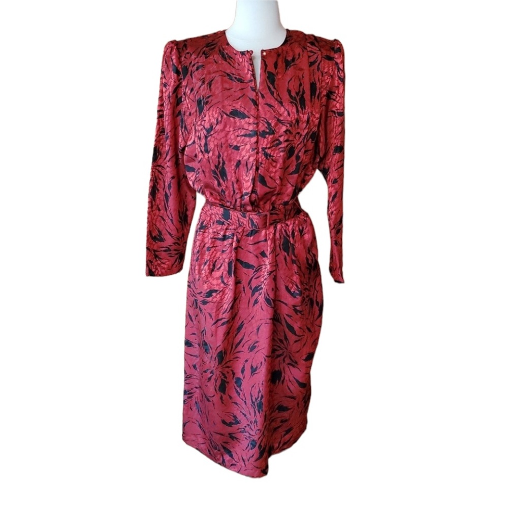 1980s Pellini‎ Red & Black Polyester Dress